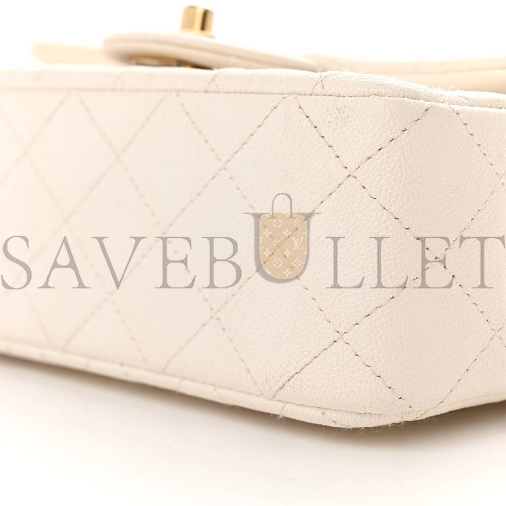 Ch*el master  caviar quilted mini top handle rectangular flap white as2431 (20*13*9cm)